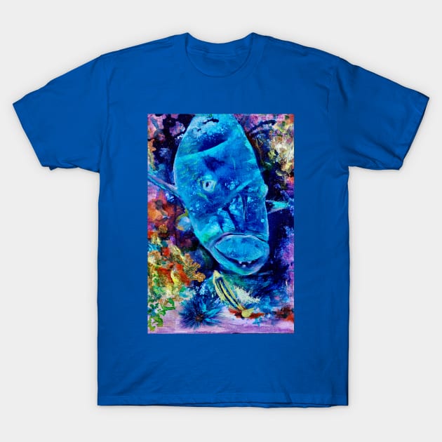 Blue Groper Fish T-Shirt by CoryAcornArt